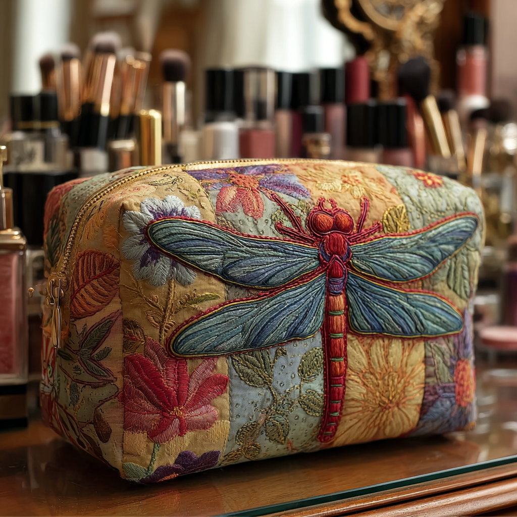 Dragonfly Grace Quilted Makeup Bag NCU0DK10236