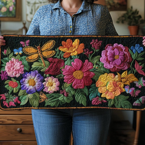 Dragonfly Meadow Quilted Table Runner NCU0PT4498