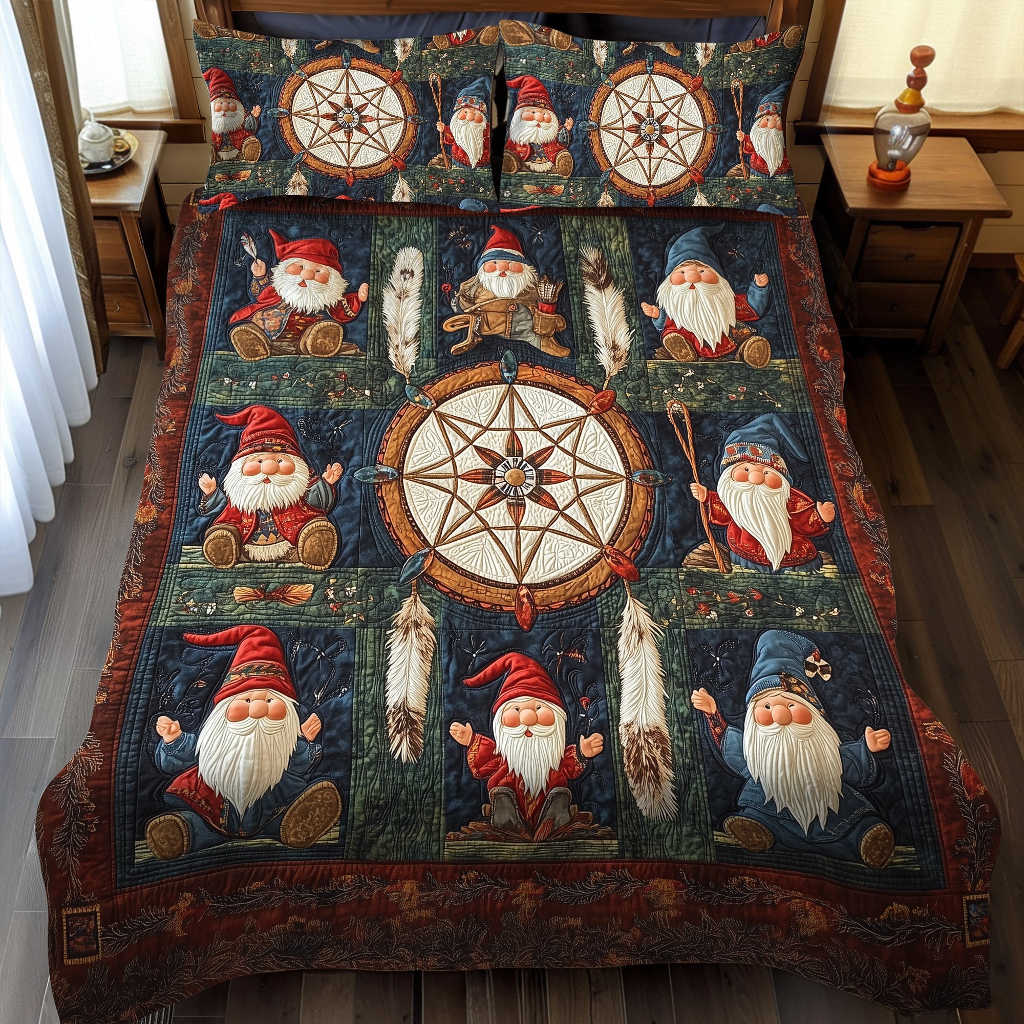 Gnome Sweethearts 3-Piece Quilted Bedding Set GFTOTP16266