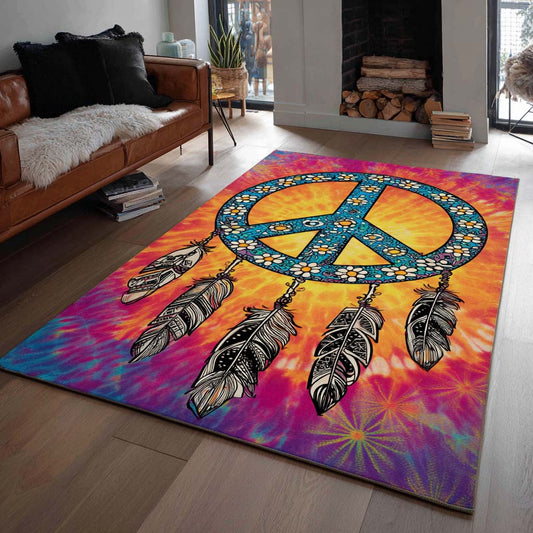 Dreamcatcher Peace Tie Dye Area Rug NCU0XD856