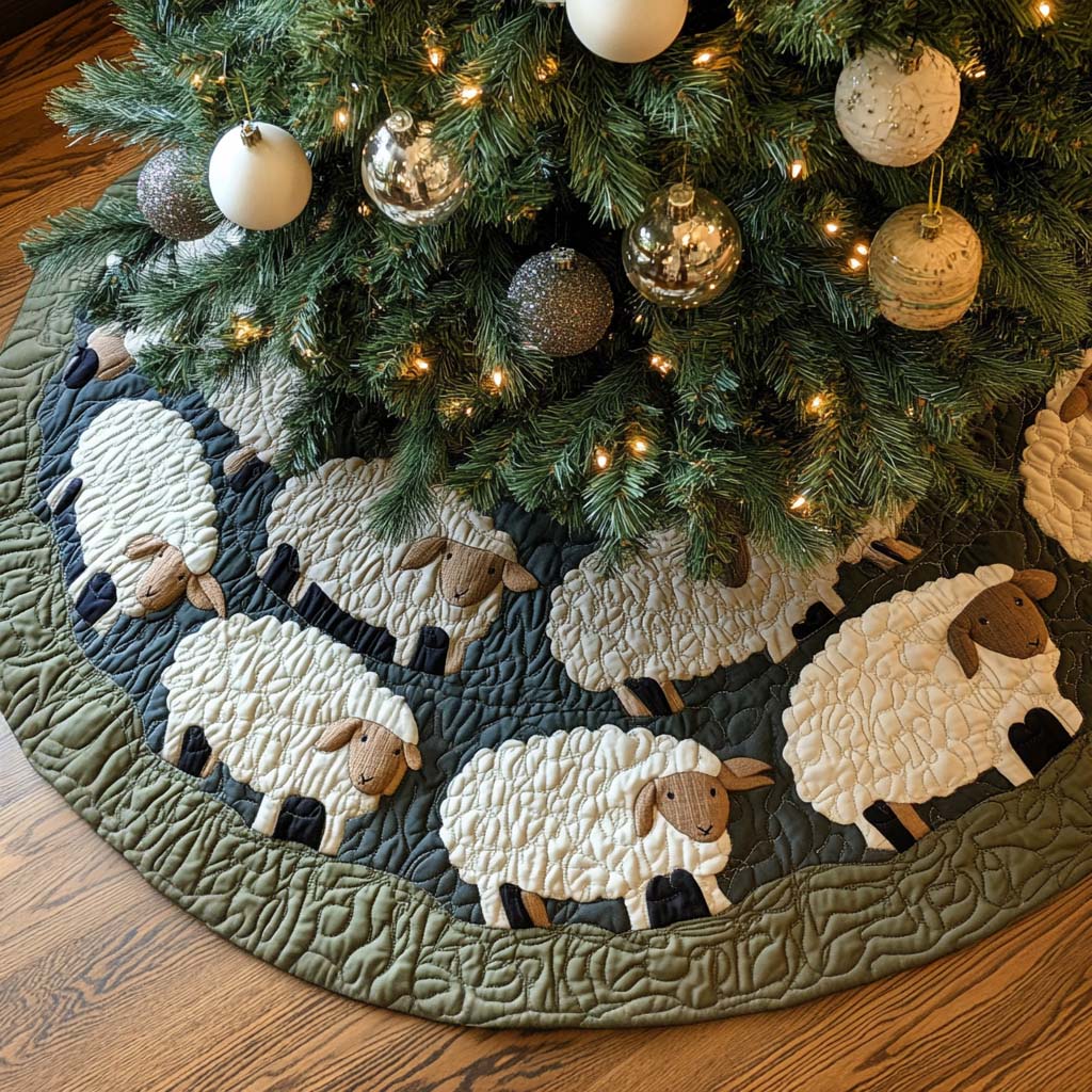Dreamy Wool Christmas Quilted Tree Skirt NCU0NT10789