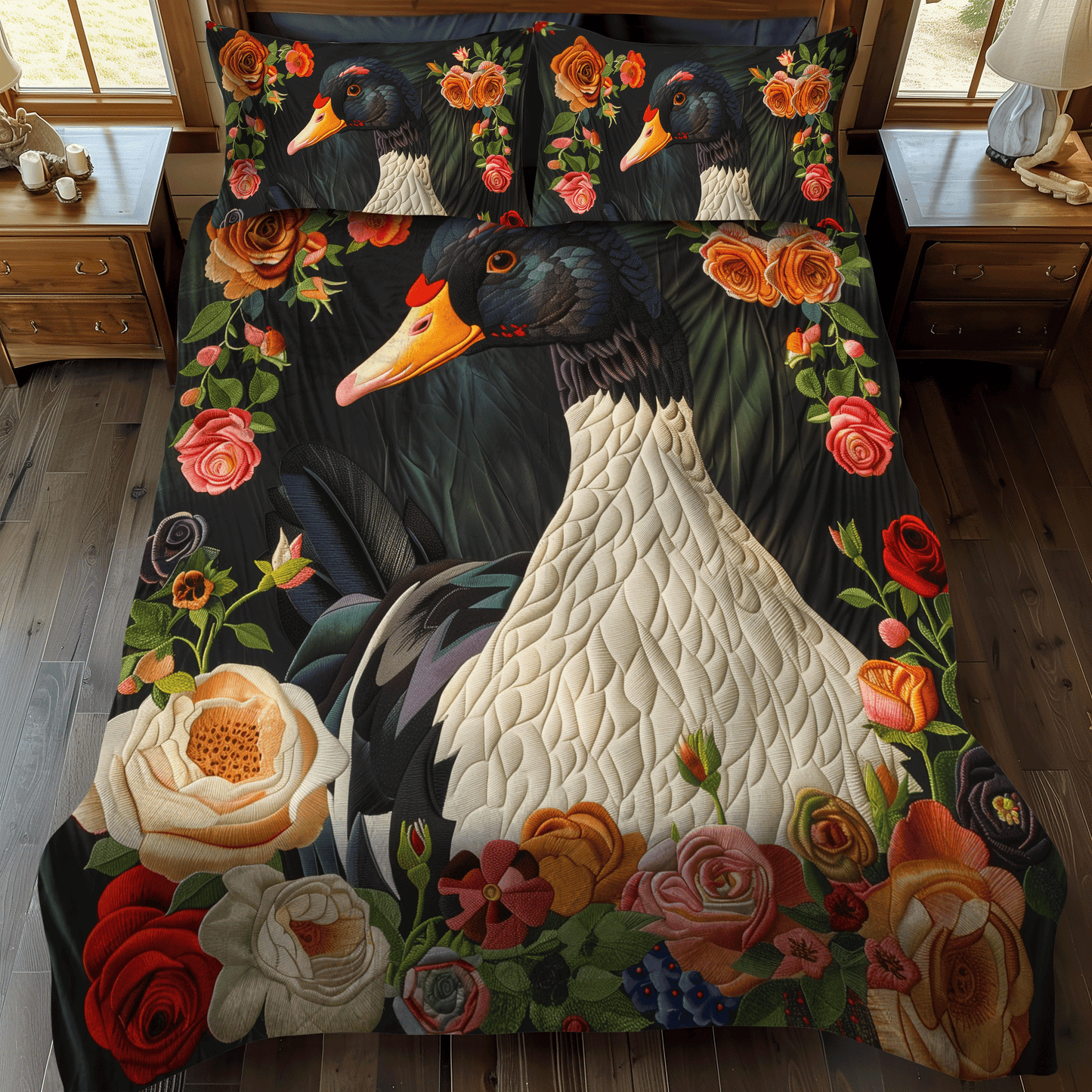 Elegant Duck 3-Piece 3-Piece Quilted Bedding Set NCU0DV402