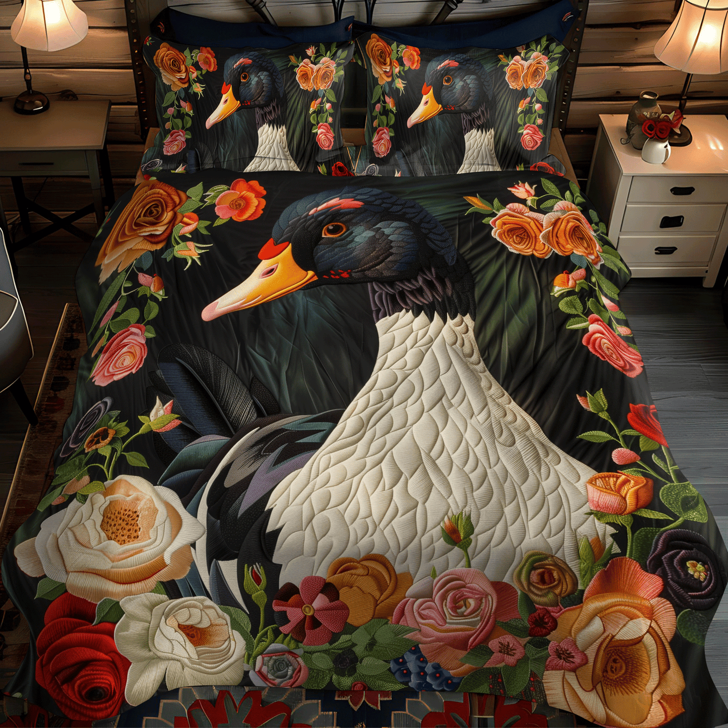 Elegant Duck 3-Piece 3-Piece Quilted Bedding Set NCU0DV402
