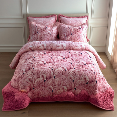 Elegant Flamingo 3-Piece Quilted Bedding Set NCU0DK8380