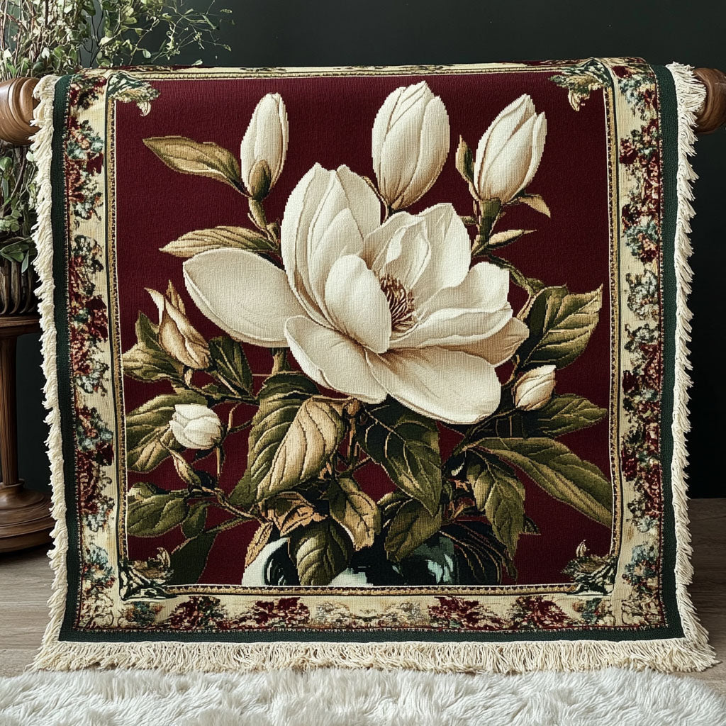 Elegant Magnolia Woven Sofa Blanket NCU0PT5089