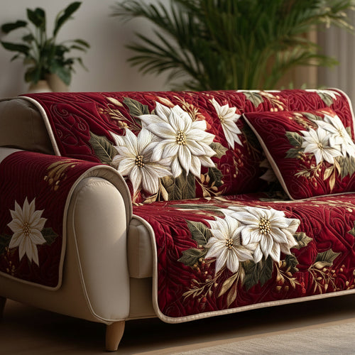 Elegant Poinsettia Quilted Sofa Cover NCU0HH447