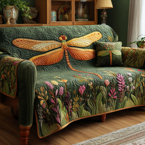Emerald Meadow Quilted Sofa Cover NCU0TV783