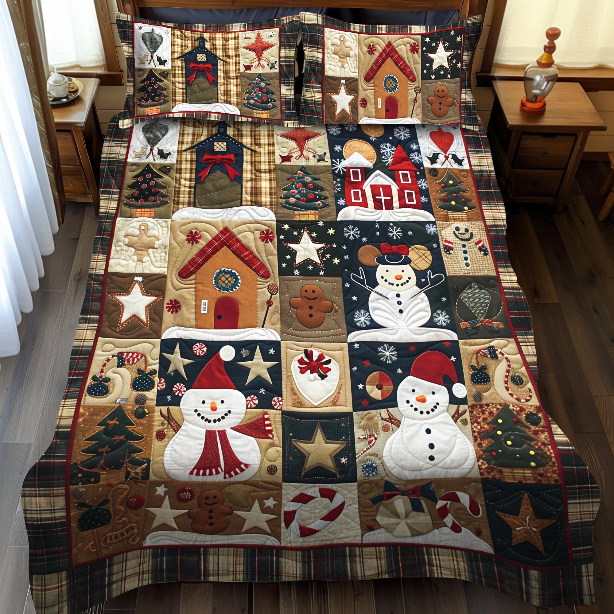 Tinsel Frosty 3-Piece Quilted Bedding Set NCU0PTT1313