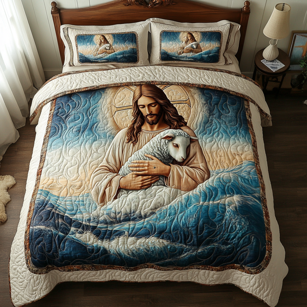 Faithful Cross 3-Piece Quilted Bedding Set NCU0VL507