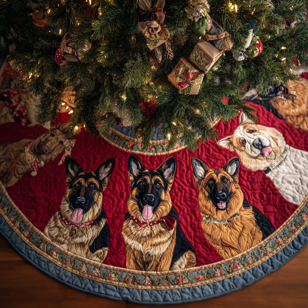 Faithful German Shepherd Christmas Quilted Tree Skirt NCU0DK10762