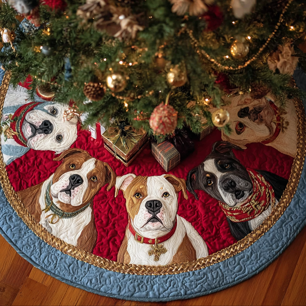 Faithful Pitbull Christmas Quilted Tree Skirt NCU0DK10769