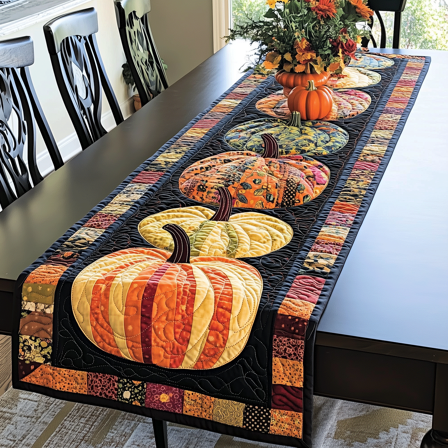 Fall Pumpkin Quilted Table Runner NCU0TH1728 – Vantique