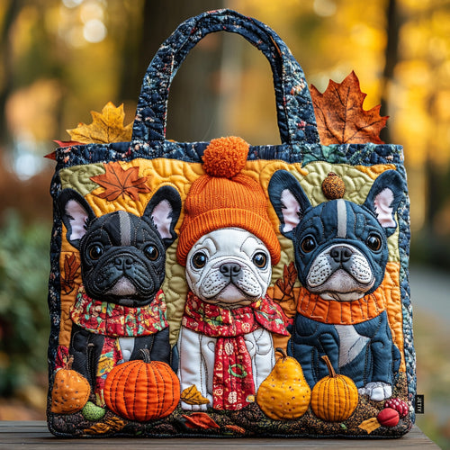 Falling for Frenchie Quilted Tote Bag NCU0DV7136