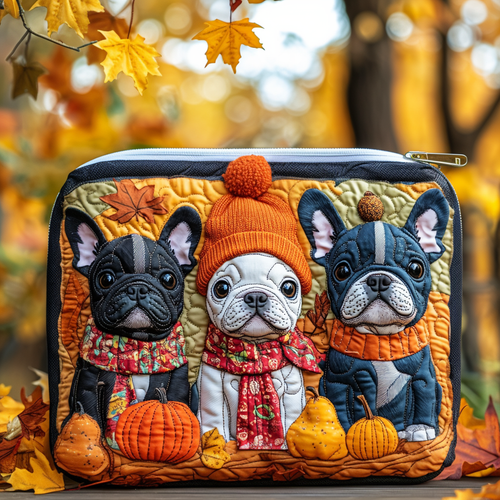 Falling for Frenchie Quilted Zipper Pouch NCU0DV7267