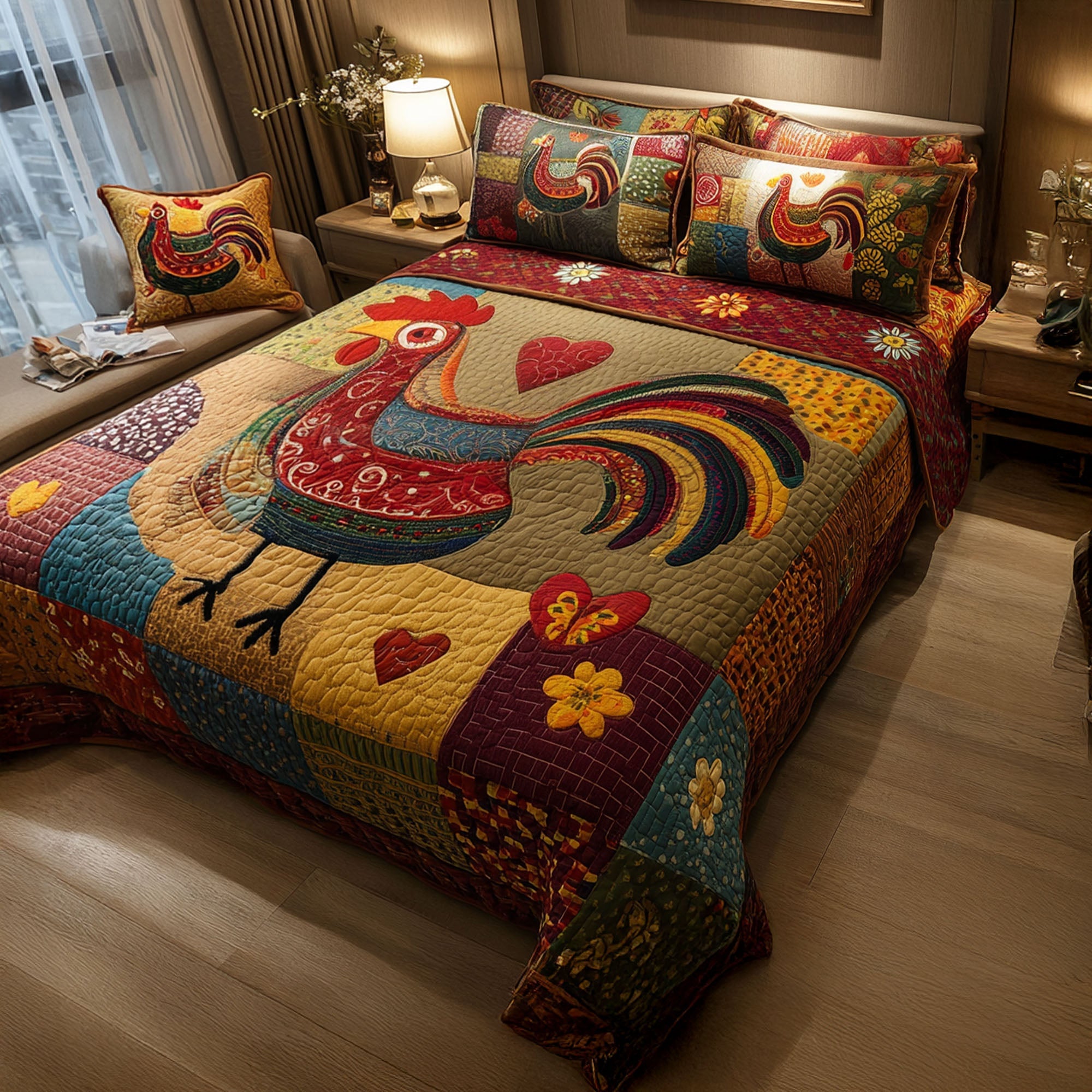 Whispering Feathers 3-Piece Quilted Bedding Set NCU0PTT1289