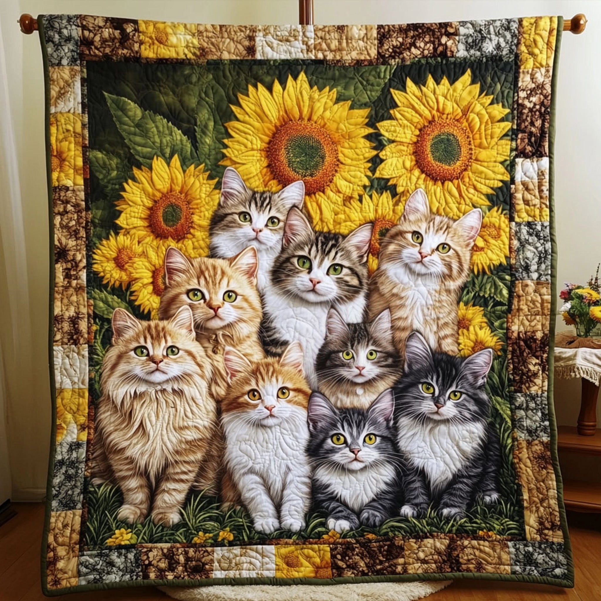 Patchwork Feline Quilted Blanket NCU0NT077