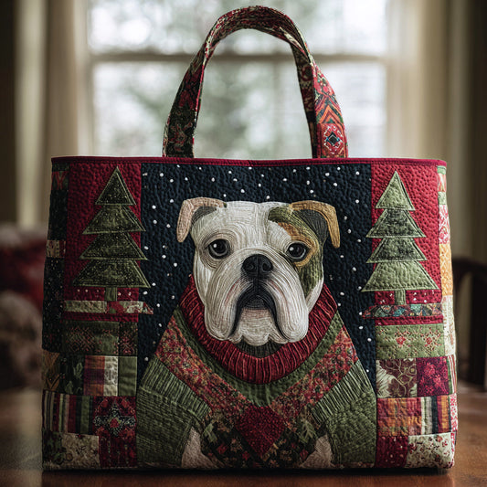 Festive Bulldog Quilted Tote Bag NCU0HH288