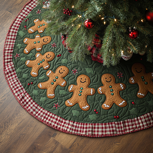 Festive Gingerbread Lane Christmas Quilted Tree Skirt NCU0VH122