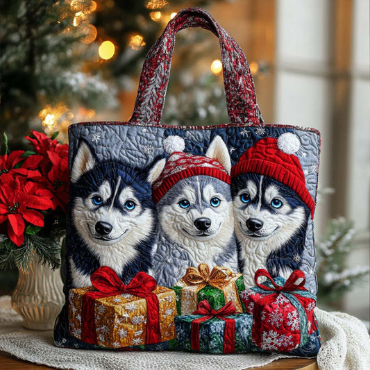 Festive Huskies Quilted Tote Bag NCU0NT9715