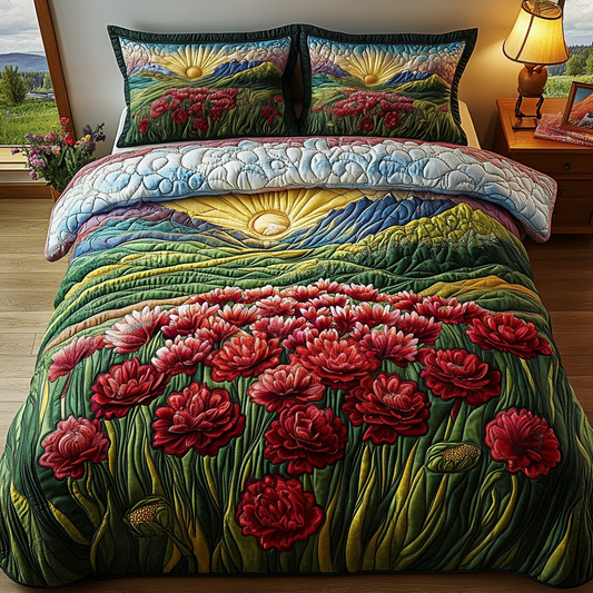 Fiery Carnation 3-Piece Quilted Bedding Set NCU0DV5020