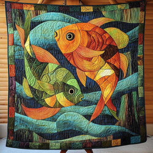 Fish Dance Quilted Blanket NCU0PT5922