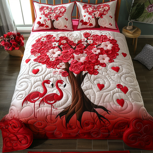 Flamingo Charm 3-Piece Quilted Bedding Set NCU0DV2387
