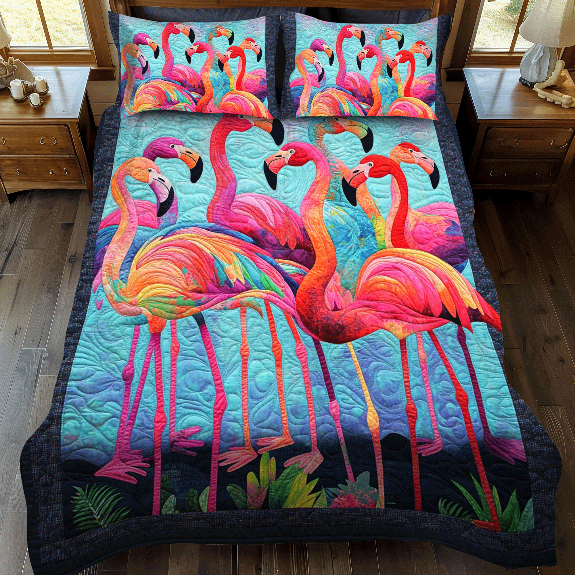 Flamingo Dance Quilted Blanket NCU0PT462 main image 1