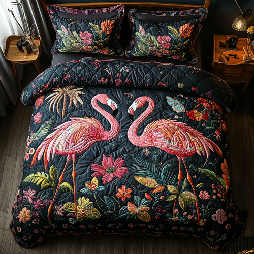 Flamingo Dreams 3-Piece Quilted Bedding Set NCU0DV3058