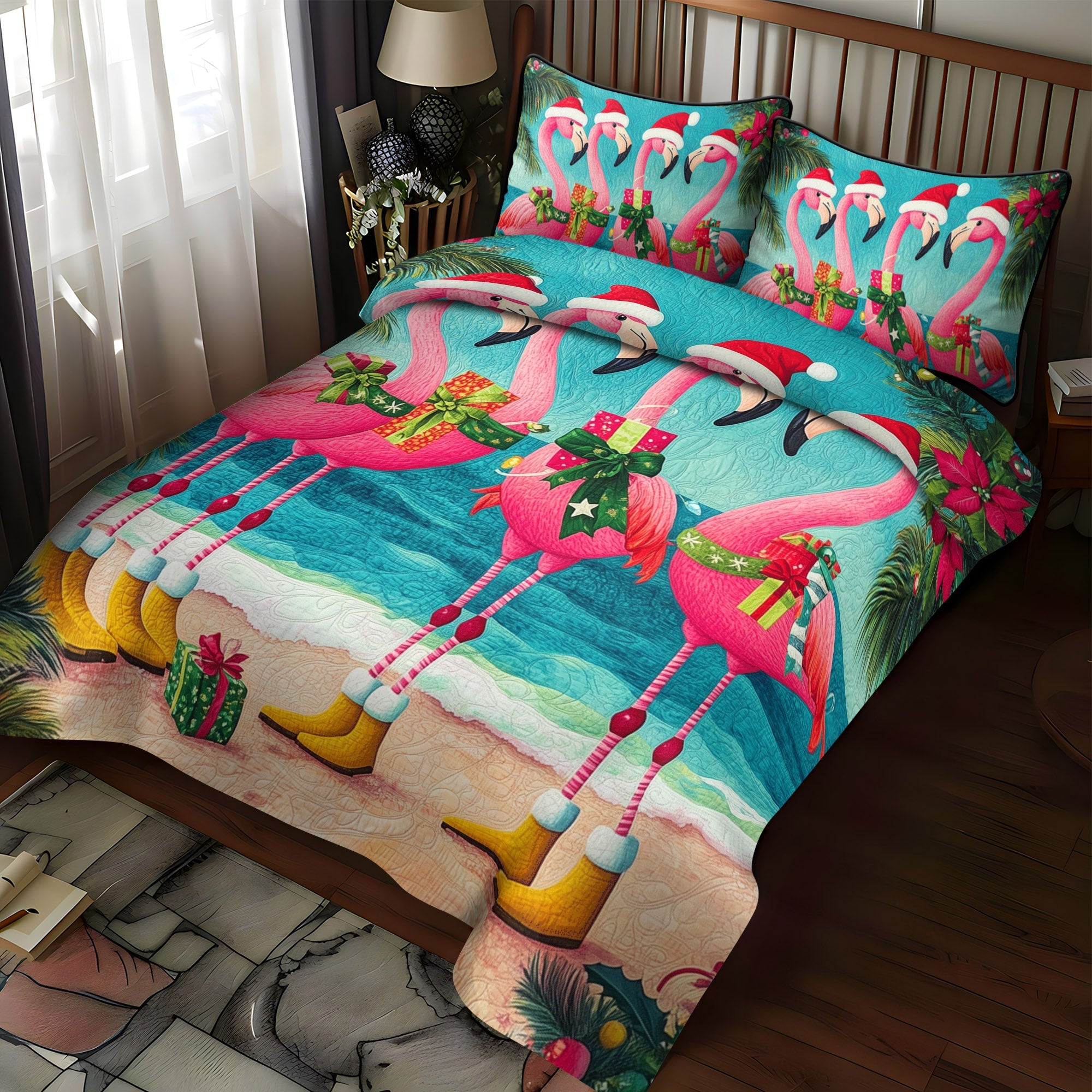 Sweet Flamingo 3-Piece Quilted Bedding Set NCU0VL572