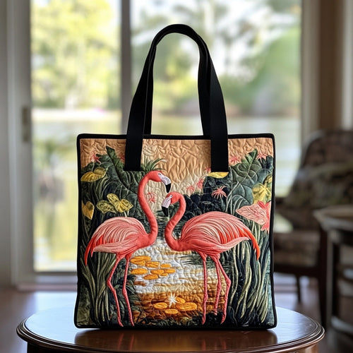 Flamingo Groove Quilted Tote Bag NCU0DV6746