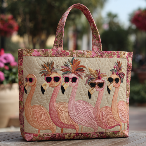Flamingo Style Quilted Tote Bag NCU0DK9067