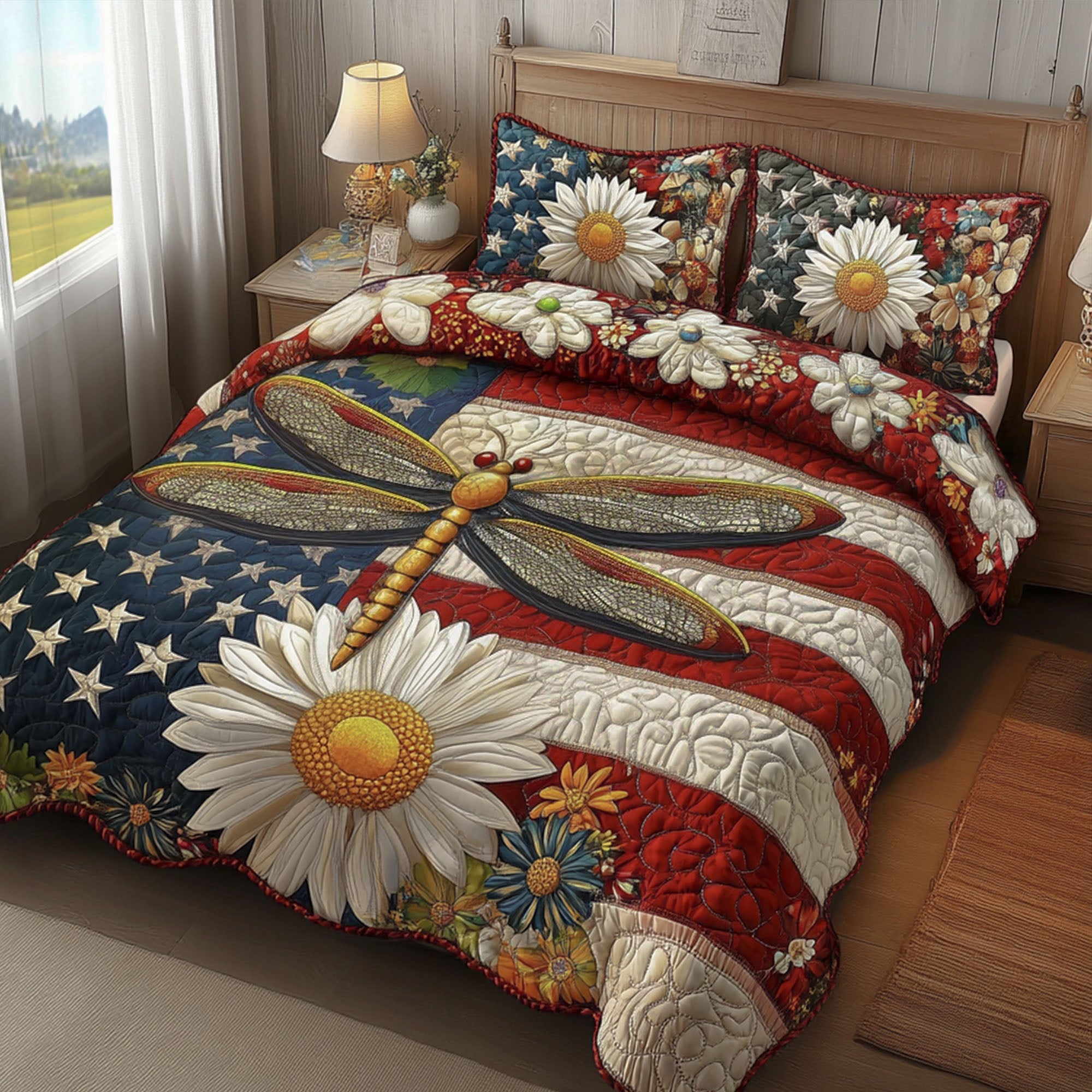 Flight of Liberty 3-Piece Quilted Bedding Set NCU0PT7665 – Vantique