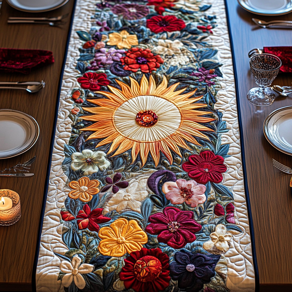 Floral Bliss Quilted Table Runner NCU0VH2679 – Vantique