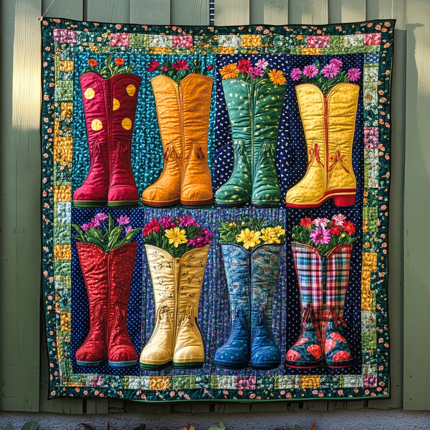 Floral Boots Quilted Blanket NCU0TH1449 Vantique