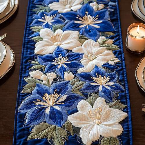 Floral Harmony Quilted Table Runner NCU0VH4479