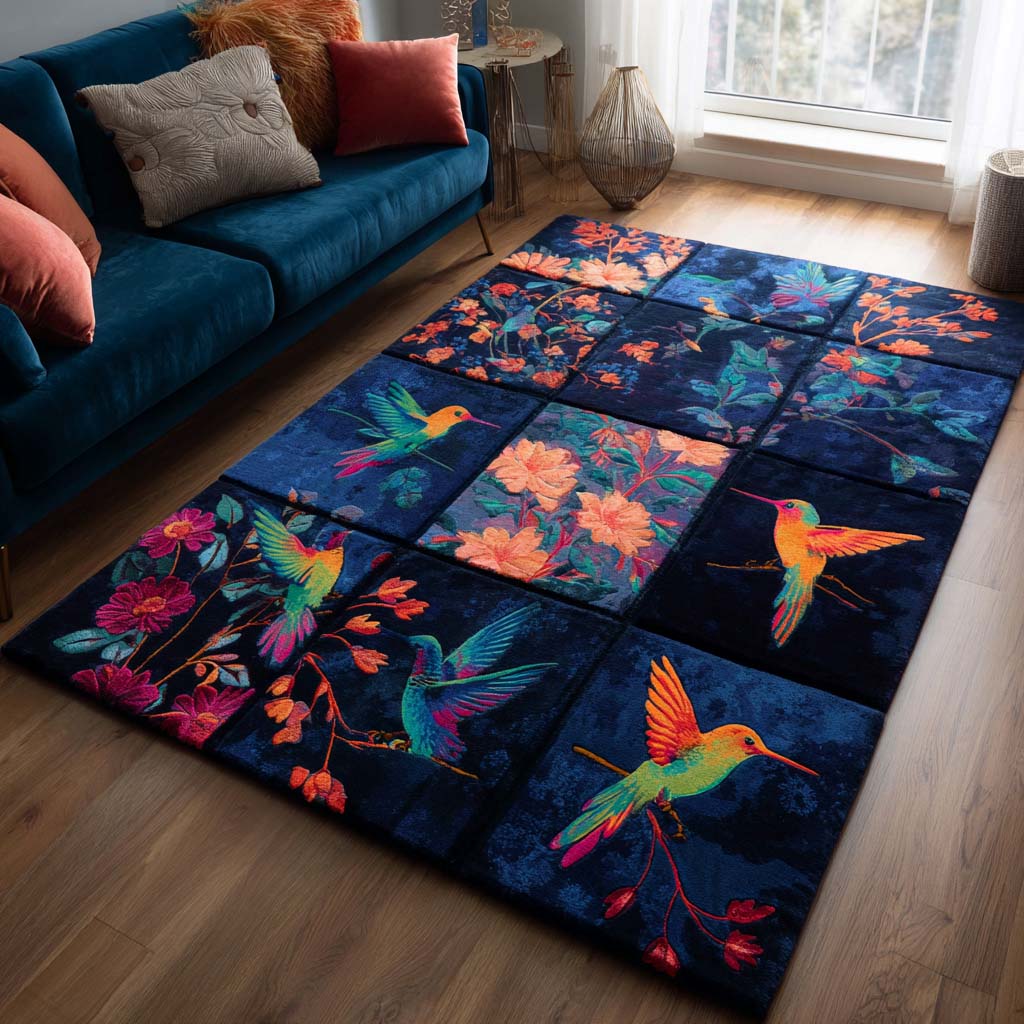 Floral Hummingbird Area Rug NCU0NT10069