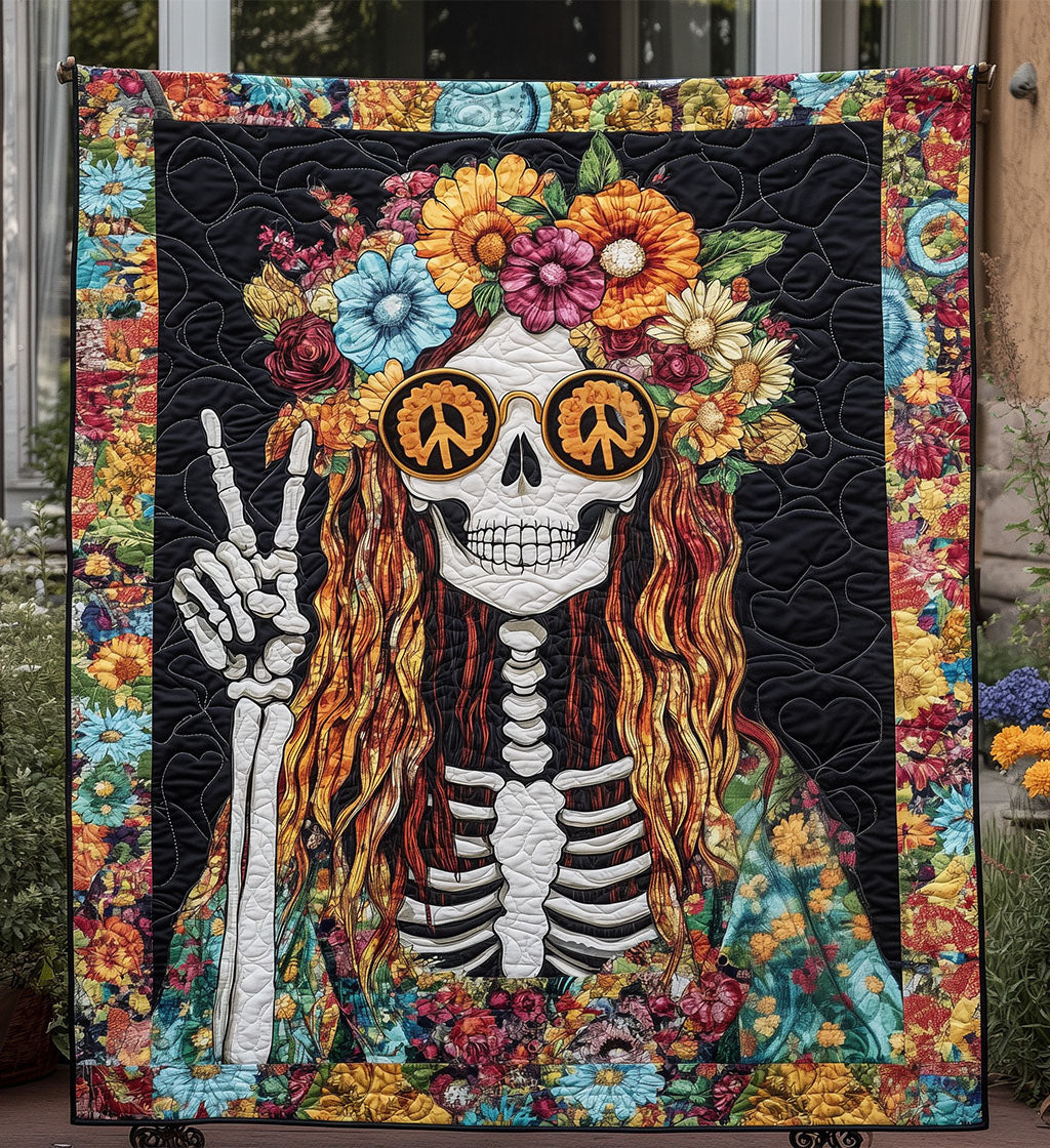 Floral Skeleton Serenity Quilted Blanket NCU0PT467
