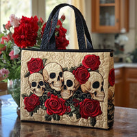 Floral Skull Quilted Tote Bag NCU0NT9285