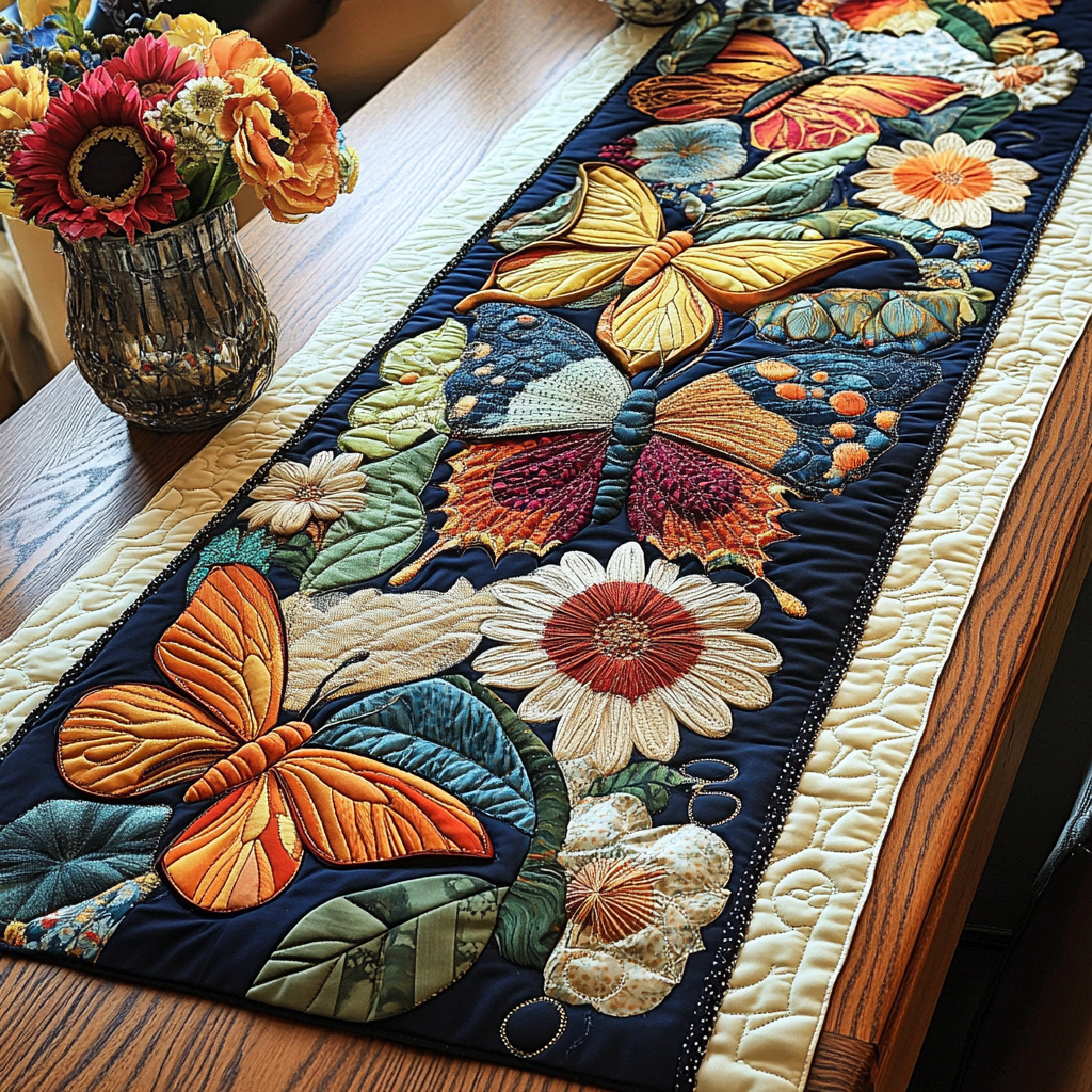 Floral Symphony Quilted Table Runner NCU0VL1116 – Vantique