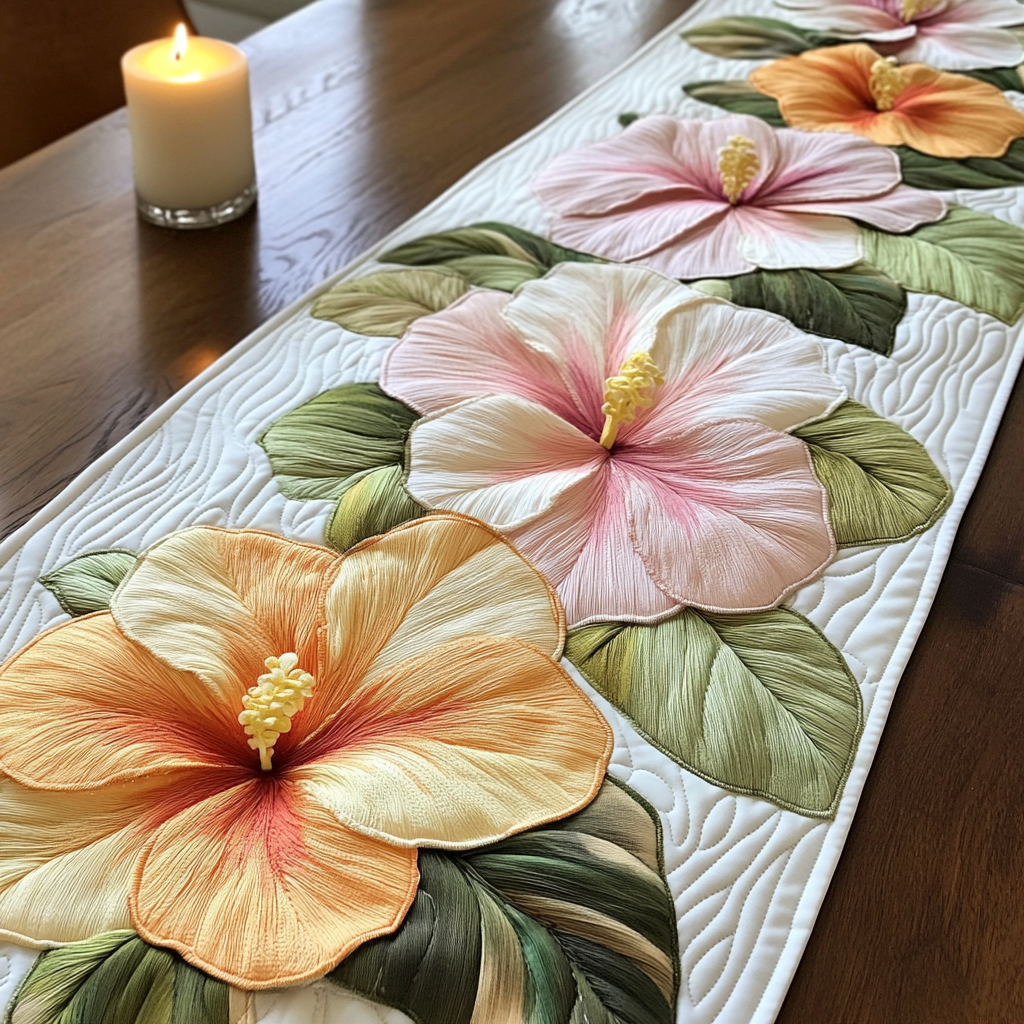 Flower Beauty Quilted Table Runner NCU0VH4051 – Vantique