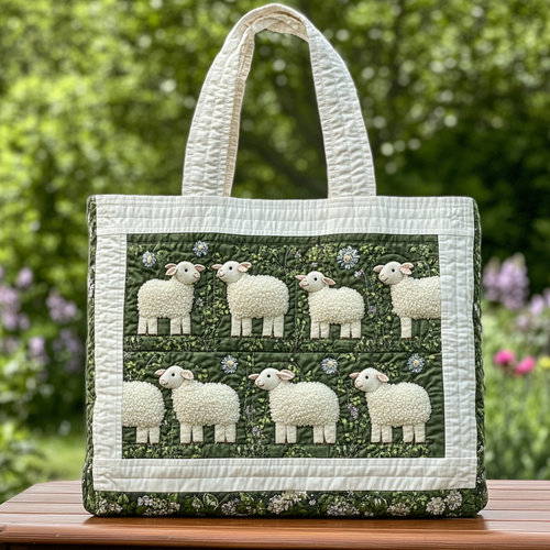 Fluffy Sheep Quilted Tote Bag NCU0DK9009