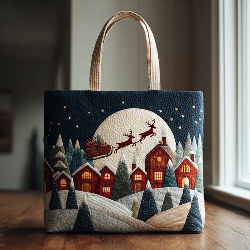 Flying Santa Claus Quilted Tote Bag NCU0HH256