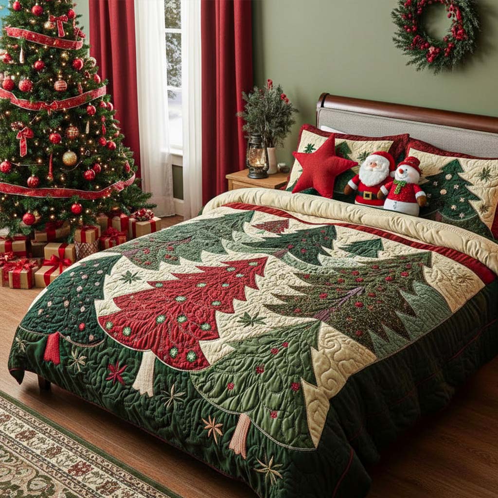 Forest Of Joy 3-Piece Quilted Bedding Set NCU0NT1732