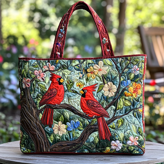 Forest Cardinal Quilted Tote Bag NCU0DK9926