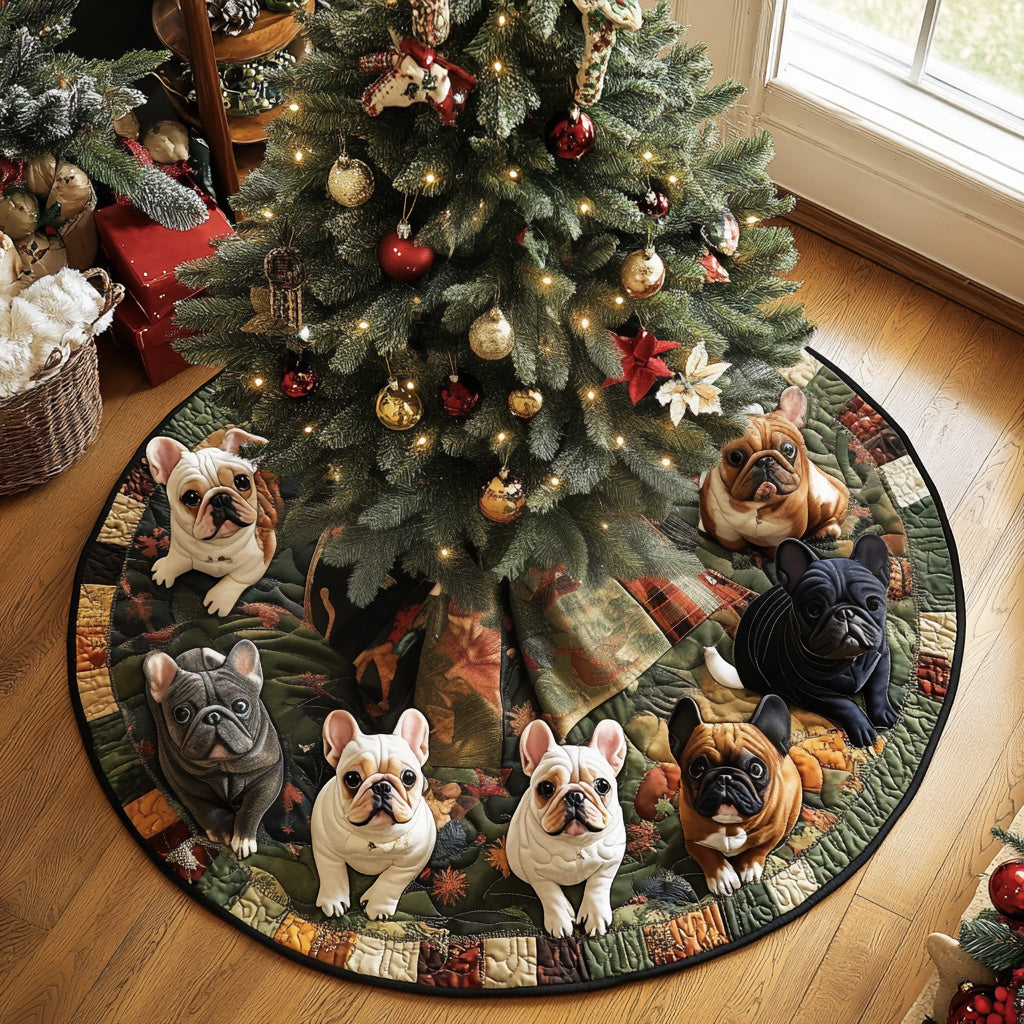 French Bulldog Quilted Christmas Tree Skirt NCU0VT274