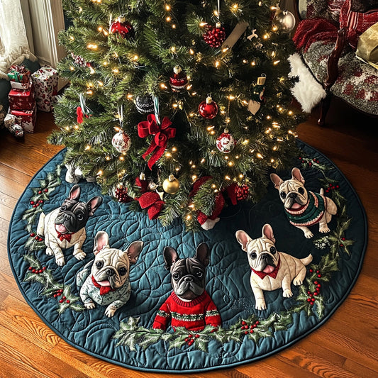 Frenchie Noel Magic Quilted Christmas Tree Skirt NCU0DV7960