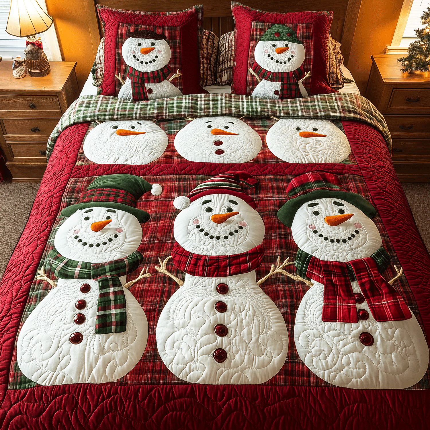 Frosted Snowman Delight 3-Piece Quilted Bedding Set NCU0TH2134  Vantique
