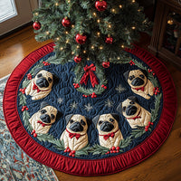 Frosty Pug Quilted Christmas Tree Skirt NCU0DV8054