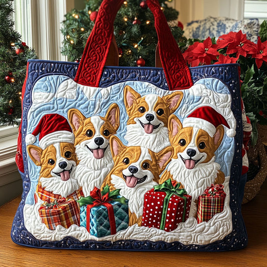 Frosty Corgi Quilted Tote Bag NCU0PT9234