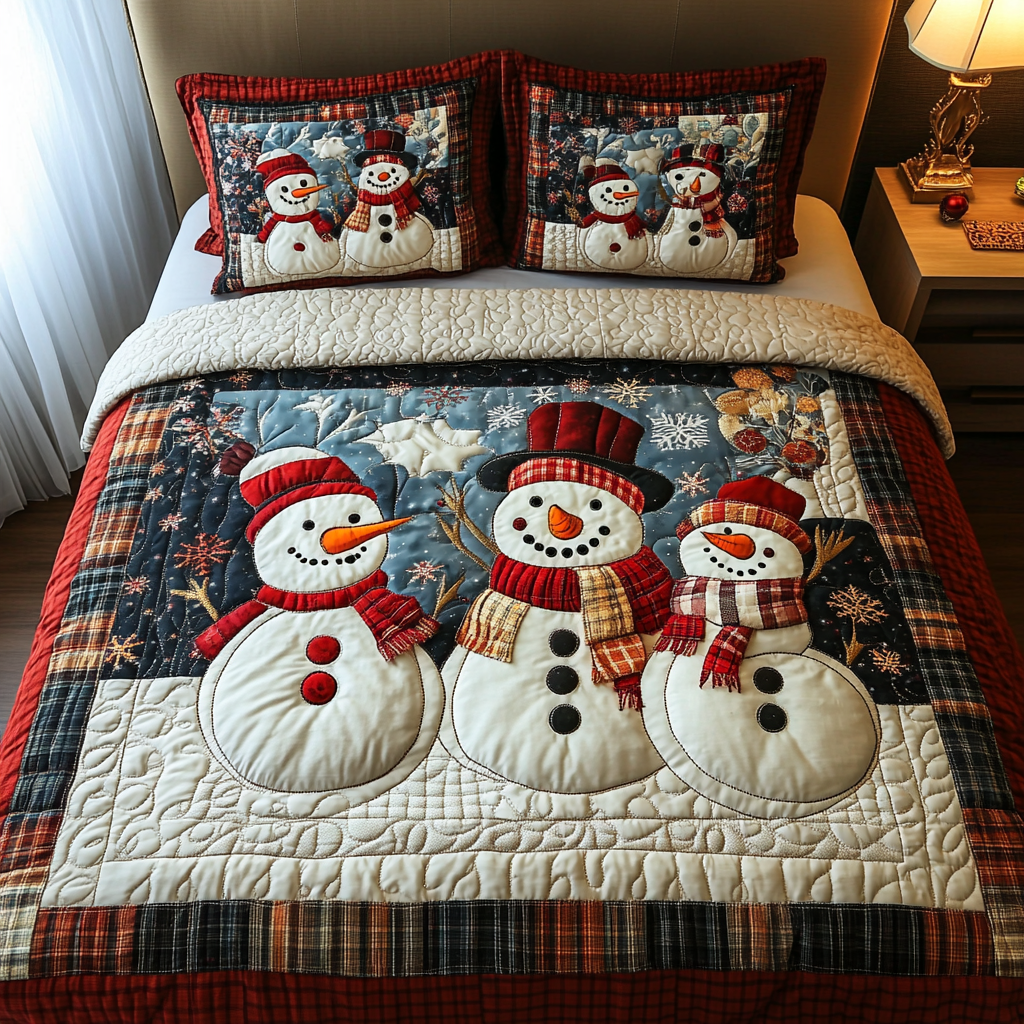 Festive Santa Cat 3-Piece Quilted Bedding Set NCU0NNT152